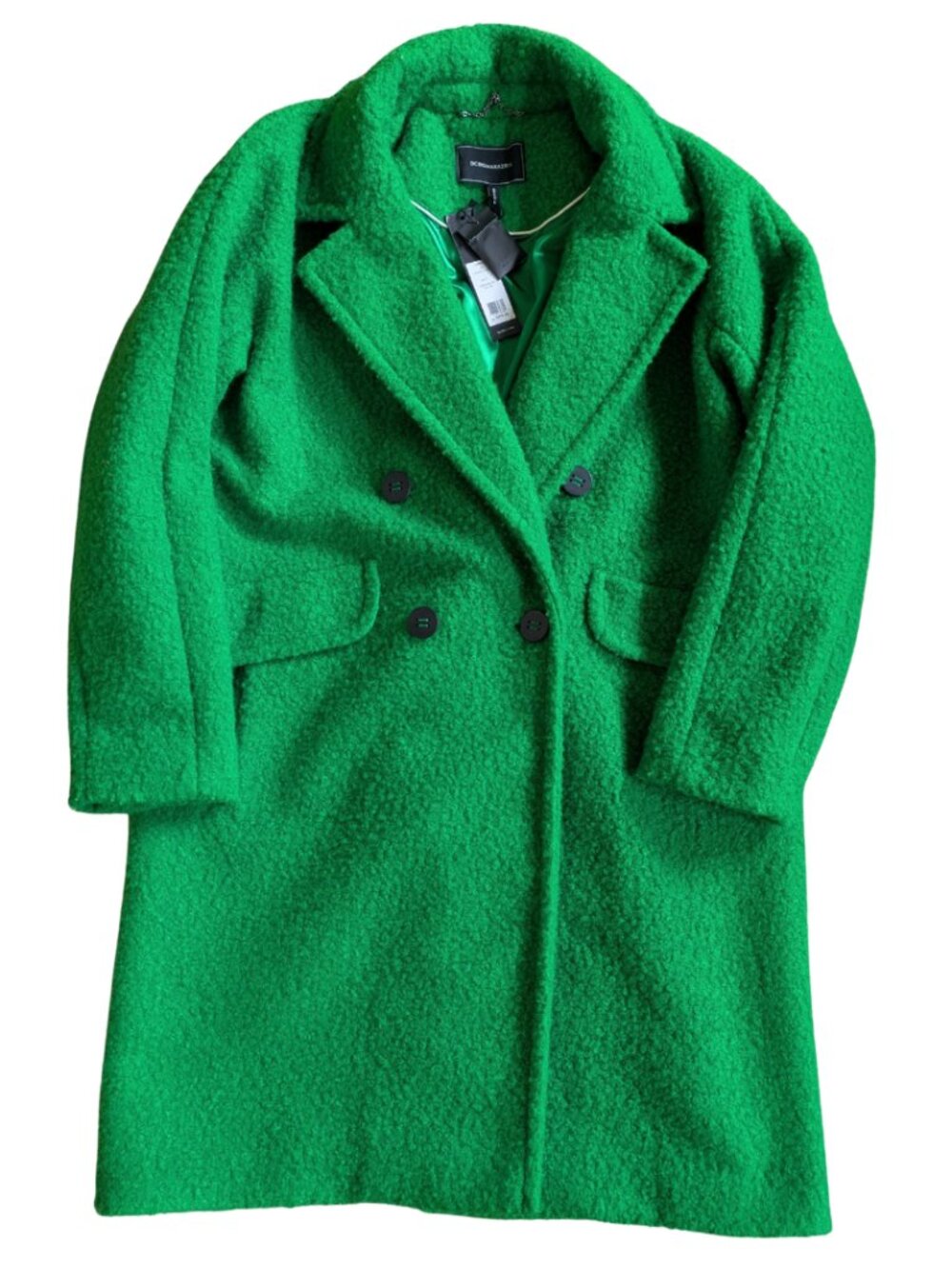 NWT BCBGMAXAZRIA Kelly Green Teddy Pea Coat - Size L MSRP $378